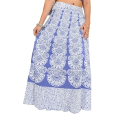 Violet-Storm Wrap-Around Long Skirt with Block-Print in Pastel Colors