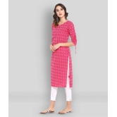 Janasya - Pink Cotton Womens Straight Kurti ( Pack of 1 ) - S