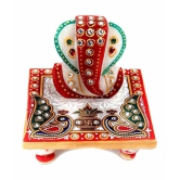 Sajawat Bazaar Traditional Makrana Marble Lord Ganesha With Peacock And Kalash