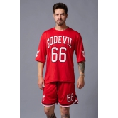 Go Devil 66 Printed Red Polyester Co-ord Set for Men XXL