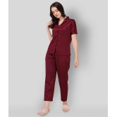 Smarty Pants - Maroon Silk Womens Nightwear Nightsuit Sets ( Pack of 1 ) - S