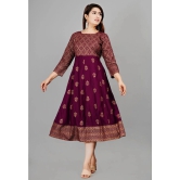 Smien Rayon Self Design Anarkali Womens Kurti - Purple ( Pack of 1 ) - None