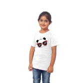 Girls Cotton Panda Glass Half Sleeve TShirt (White) PID41492