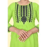 haya fashion - Lime Green Rayon Women's Straight Kurti ( Pack of 1 ) - None