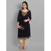 JASH CREATION - Black Georgette Womens Straight Kurti ( Pack of 1 ) - None