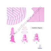 Cake Decor™ 3 Tier Stripe Cardboard Cupcake Stand - (1 Piece)-PINK