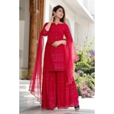 Pink Chikankari Cotton Palazzo Set Pink XXXL