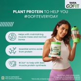 Tata GOFIT Plant Protein Strength Hair & Glow, Pea & Brown Rice Blend, 13 Vitamins, Minerals & Herbs, Aloe Vera, Amla & Tulsi, Heavenly Chocolate Flavour, 500G (15 Serves), No Soy, No Lactose