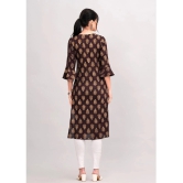 MAUKA Rayon Printed Straight Womens Kurti - Brown ( Pack of 1 ) - None