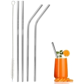 HOMETALES Stainless Steel Silver Straws - Silver