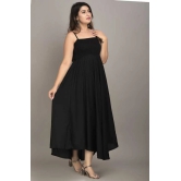 Elite Rayon Solid Bobbin Maxi Dress For Women-2XL / Black