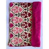 Floral Embroidered Fine Cotton Pink Color Cushion Cover - 16x16 Size