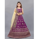 Apnisha Purple Silk Girls Lehenga Choli Set ( Pack of 1 ) - None