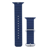 Croma Soft Silicone Ridged Strap for Apple iWatch (42mm / 44mm / 45mm) (Apple Compatible, Blue)