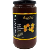 Farm Naturelle- Raw 100% Natural NMR Tested , Pass , Certified Super Delicious and Therapeutic Ginger Infused in Wild Forest Honey (1 Kg ) Glass Bottle.