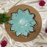 Ceramic Dining Studio Collection Sea Green Lotus Shaped 11.7 Inches Serving Platter