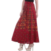 Biking-Red Wrap-Around Printed Long Skirt from Pilkhuwa