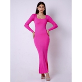 Built in Bra And Shapewear Pink Full Sleeves Dress