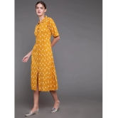 Antaran Cotton Printed Midi Womens Shirt Dress - Yellow ( Pack of 1 ) - None