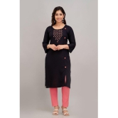 Kapadia - Black Rayon Women''s Front Slit Kurti ( Pack of 1 ) - None