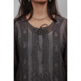 VASU INC. Handmade Lucknow Chikankari Kaftan Kurta Coke Colour Viscose Georgette ms004