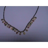 Gold Plated Black Beads and Tear Drop Stones Necklace