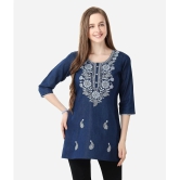 Meher Impex Denim Embroidered Straight Womens Kurti - Blue ( Pack of 1 ) - None