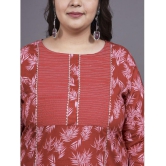 Tissu Cotton Printed Kurti With Palazzo Women''s Stitched Salwar Suit - Maroon ( Pack of 1 ) - None