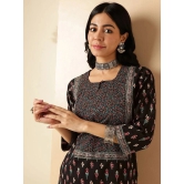 Vbuyz Cotton Printed Straight Womens Kurti - Black ( Pack of 1 ) - None