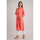 MAUKA - Peach Rayon Women's Front Slit Kurti ( Pack of 1 ) - None