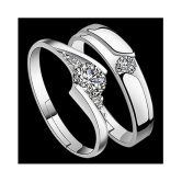 SILVERSHINE silverplated Gorgeous Diamond His and Her Adjustable Proposal Diamond Couple Ring for Men and Women Jewellery - None