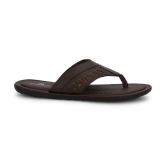 UrbanMark Men Comfortable Faux Leather Anti-Skid Slippers-Brown - None