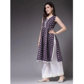 Stylum Cotton Blend Printed A-Line Womens Kurti - Purple ( Pack of 1 ) - None