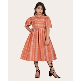 Girls Cotton Unique Design Printed Knee Length A-Line Dress-Grey / 12 - 13 Years