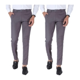 SREY Grey Slim -Fit Flat Trousers Pack of 2 - None