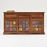 SAHIRAM CHOUDHARY ; Solid Sheesham Wood Wooden Cabinet Sideboard with 3 Drawers and 3-Door Storage (Honey Finish)