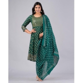 MAUKA Rayon Printed Kurti With Pants Women''s Stitched Salwar Suit - Green ( Pack of 1 ) - None