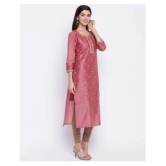 Vbuyz - Peach Chanderi Womens Straight Kurti ( Pack of 1 ) - 3XL