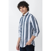 Men Blue Super Slim Fit Stripe Full Sleeves Casual Shirt