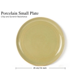 Handcrafted Chip Resistance Porcelain Quarter Plates, Side, Snacks, Pasta Plates 4 Pieces, Microwave and Dishwasher Safe, Small Plate Set for Dining and Gifting, Set of 4, Olive Green