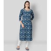 Divena - Blue Cotton Womens Straight Kurti - 3XL