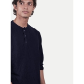 Men blue Cotton Casual Loose T-Shirt