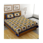 Uniqchoice Cotton Double Bedsheet with 2 Pillow Covers - Blue