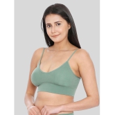 ILRASO - Green Cotton Blend Removable Padding Women's Sports Bra ( Pack of 1 ) - None