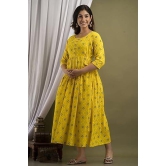 KASHVI Creation Women's Cotton Floral Printed Anarkali Maternity Feeding Kurti ( Yellow)