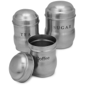 Dynore Set-350,500,750ml Steel Silver Tea/Coffee/Sugar Container ( Set of 1 ) - Silver