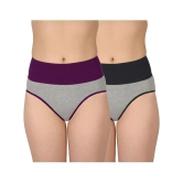 Madam Black,Purple PANTY Nylon Solid Womens Hipster ( Pack of 2 ) - None