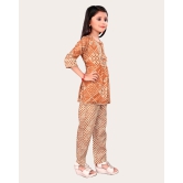 Girls Casual Kurta and Trouser Set-Orange / 7 - 8 Years