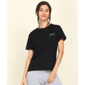 Young Trendz  Womens Regular Fit Printed Tshirt-L / Black