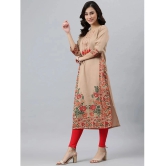 Janasya Silk Blend Printed Straight Womens Kurti - Beige ( Pack of 1 ) - None